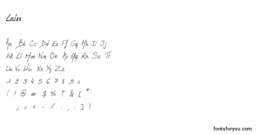A fonte Lalex (132160) – alfabeto, números, caracteres especiais