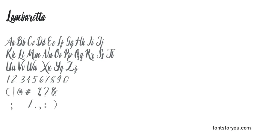 Czcionka Lambaretta (132163) – alfabet, cyfry, specjalne znaki