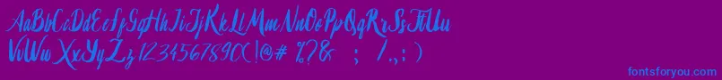 フォントLambaretta – 紫色の背景に青い文字