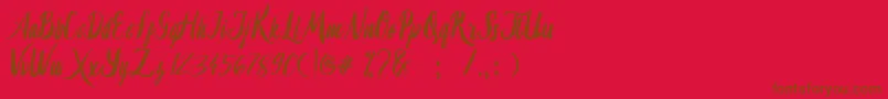 フォントLambaretta – 赤い背景に茶色の文字