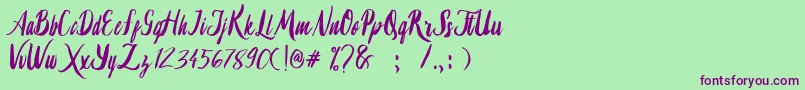 Lambaretta Font – Purple Fonts on Green Background