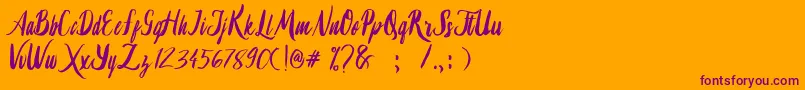 Lambaretta-Schriftart – Violette Schriften auf orangefarbenem Hintergrund