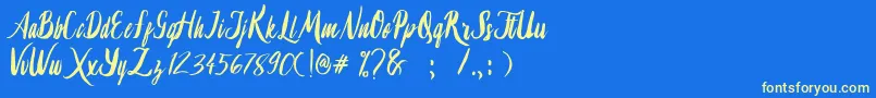 Lambaretta Font – Yellow Fonts on Blue Background