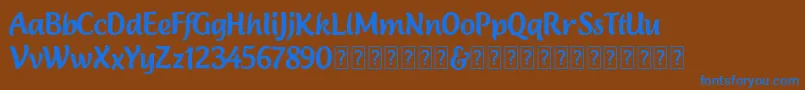 Lambola Demo Font – Blue Fonts on Brown Background