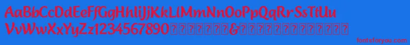 Lambola Demo-Schriftart – Rote Schriften auf blauem Hintergrund
