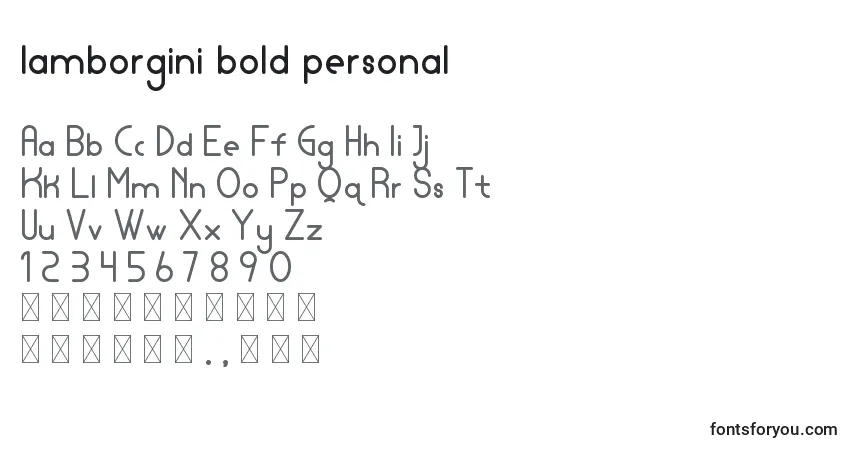 Czcionka Lamborgini bold personal – alfabet, cyfry, specjalne znaki