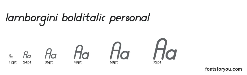 Lamborgini bolditalic personal Font Sizes