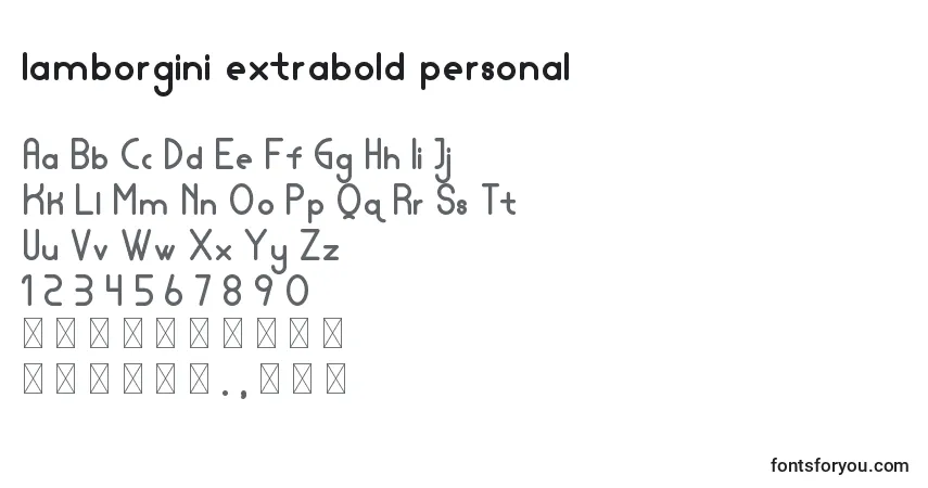 Шрифт Lamborgini extrabold personal – алфавит, цифры, специальные символы