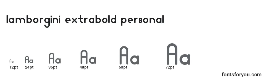 Lamborgini extrabold personal Font Sizes