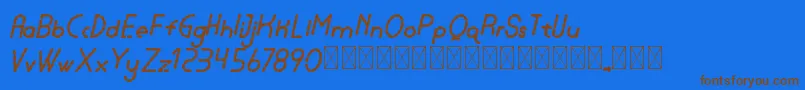 lamborgini extrabolditalicdash personal-Schriftart – Braune Schriften auf blauem Hintergrund