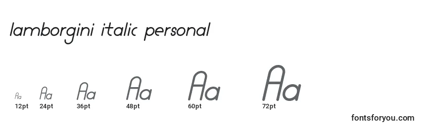 Lamborgini italic personal Font Sizes