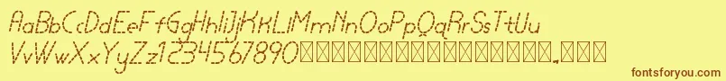 フォントlamborgini italicdash personal – 茶色の文字が黄色の背景にあります。