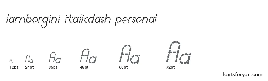 Lamborgini italicdash personal Font Sizes