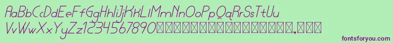 lamborgini lightitalic personal-Schriftart – Violette Schriften auf grünem Hintergrund