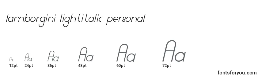 Lamborgini lightitalic personal Font Sizes