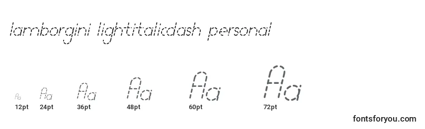 Lamborgini lightitalicdash personal Font Sizes