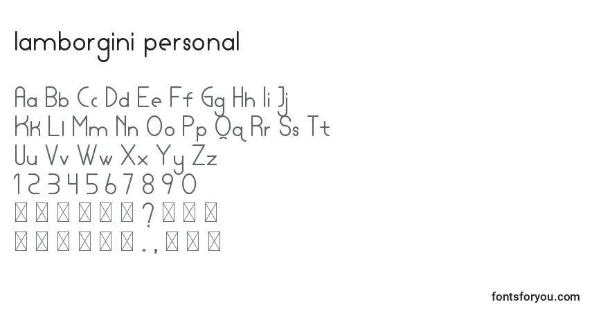 Шрифт Lamborgini personal – алфавит, цифры, специальные символы