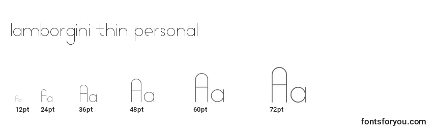 Lamborgini thin personal Font Sizes