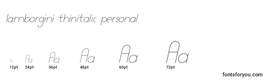 Lamborgini thinitalic personal Font Sizes