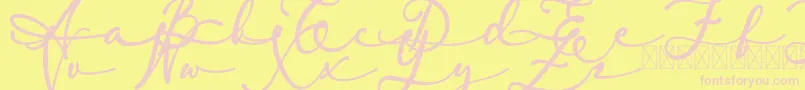 lambresia-fontti – vaaleanpunaiset fontit keltaisella taustalla