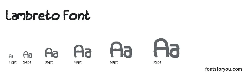 Размеры шрифта Lambreto Font