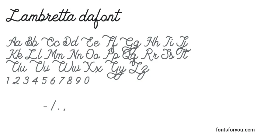 Schriftart Lambretta dafont – Alphabet, Zahlen, spezielle Symbole