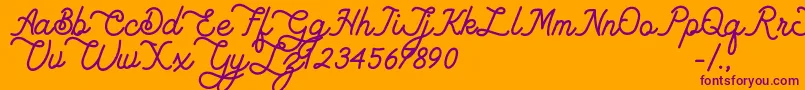 Lambretta dafont-Schriftart – Violette Schriften auf orangefarbenem Hintergrund