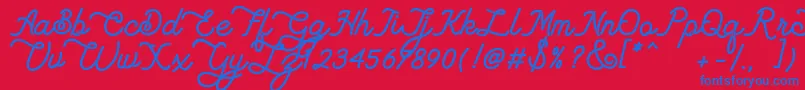 Lambretta Script Stamp-Schriftart – Blaue Schriften auf rotem Hintergrund