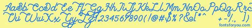 Lambretta Script Stamp Font – Blue Fonts on Yellow Background