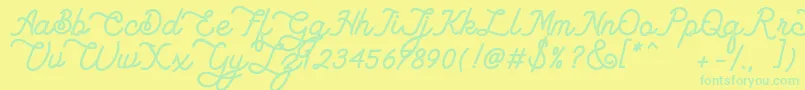 Lambretta Script Stamp Font – Green Fonts on Yellow Background