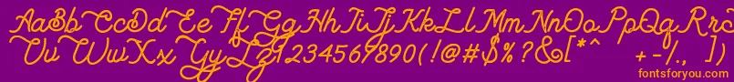 Lambretta Script Stamp Font – Orange Fonts on Purple Background