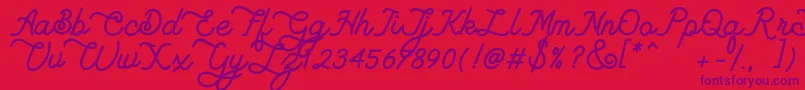 Lambretta Script Stamp Font – Purple Fonts on Red Background