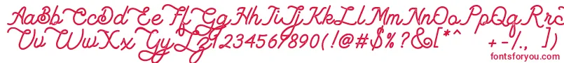 フォントLambretta Script Stamp – 白い背景に赤い文字