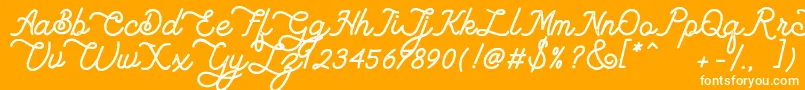 Lambretta Script Stamp Font – White Fonts on Orange Background