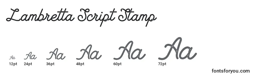 Lambretta Script Stamp-fontin koot