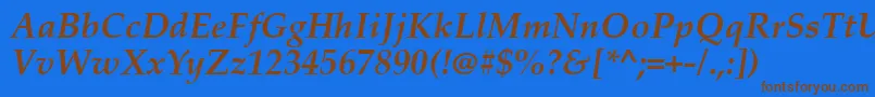 フォントPalatinoLinotypeРџРѕР»СѓР¶РёСЂРЅС‹Р№РљСѓСЂСЃРёРІ – 茶色の文字が青い背景にあります。