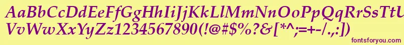 PalatinoLinotypeРџРѕР»СѓР¶РёСЂРЅС‹Р№РљСѓСЂСЃРёРІ Font – Purple Fonts on Yellow Background