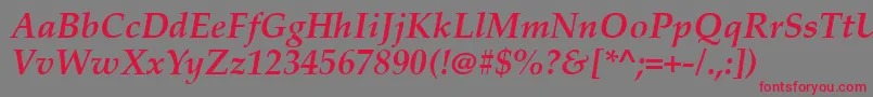 PalatinoLinotypeРџРѕР»СѓР¶РёСЂРЅС‹Р№РљСѓСЂСЃРёРІ Font – Red Fonts on Gray Background