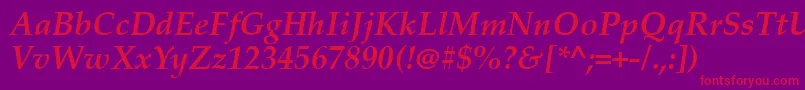 PalatinoLinotypeРџРѕР»СѓР¶РёСЂРЅС‹Р№РљСѓСЂСЃРёРІ Font – Red Fonts on Purple Background