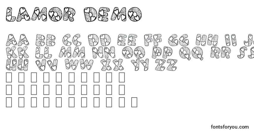 Шрифт Lamor Demo – алфавит, цифры, специальные символы