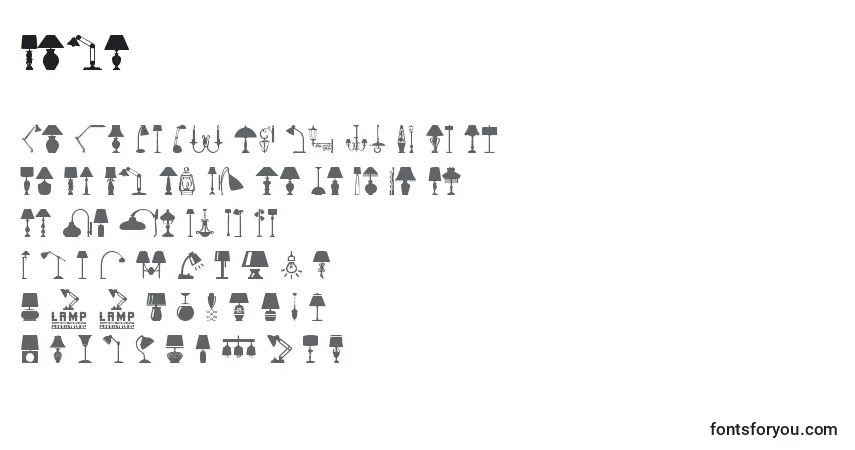A fonte Lamp – alfabeto, números, caracteres especiais