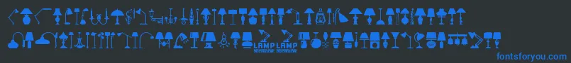 フォントLamp – 黒い背景に青い文字