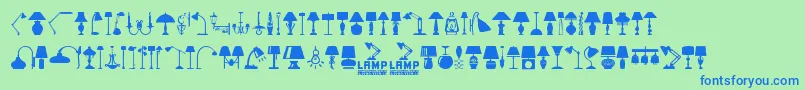 フォントLamp – 青い文字は緑の背景です。