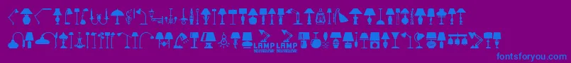 Lamp-Schriftart – Blaue Schriften auf violettem Hintergrund