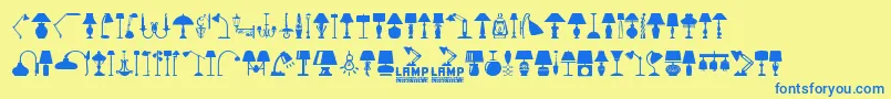 フォントLamp – 青い文字が黄色の背景にあります。