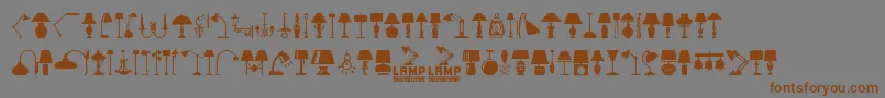 フォントLamp – 茶色の文字が灰色の背景にあります。