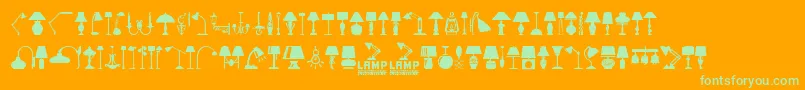 Lamp-Schriftart – Grüne Schriften auf orangefarbenem Hintergrund