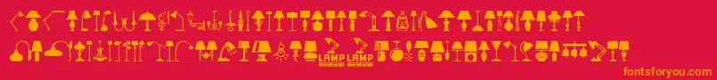 Lamp-Schriftart – Orangefarbene Schriften auf rotem Hintergrund