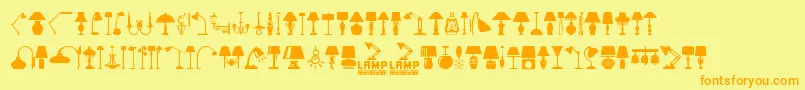 Lamp-Schriftart – Orangefarbene Schriften auf gelbem Hintergrund