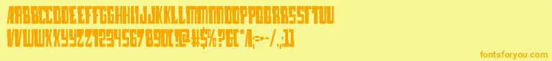フォントlampreycond – オレンジの文字が黄色の背景にあります。